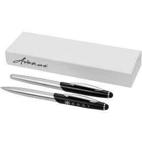 Kit avec Stylo bille stylet et stylo roller GenevaCouleur:Argent / Noir