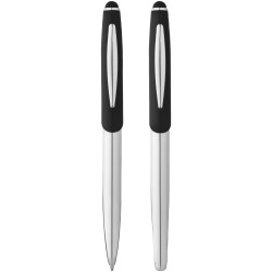 Kit avec Stylo bille stylet et stylo roller GenevaCouleur:Argent / Noir