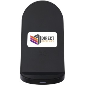 Socle de charge sans fil Loop de 15 W à double bobine en plastique recyclé certifié RCSCouleur:Noir