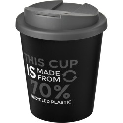 Gobelet recyclé Americano® Espresso Eco de 250 ml avec couvercle anti-déversementCouleur:Noir / Gris