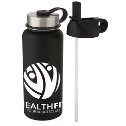 Bouteille de sport isotherme Supra 1 l avec couche de cuivre et 2 couverclesCouleur:Noir