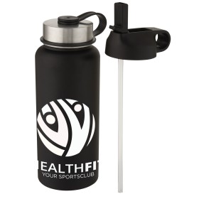 Bouteille de sport isotherme Supra 1 l avec couche de cuivre et 2 couverclesCouleur:Noir