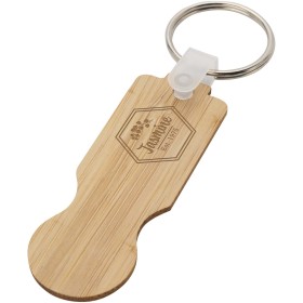 Porte-clés Ronan en bambou avec jeton pour chariotCouleur:Naturel