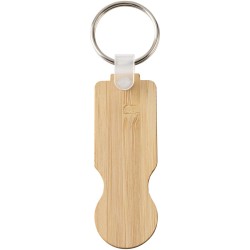 Porte-clés Ronan en bambou avec jeton pour chariotCouleur:Naturel