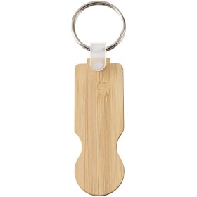 Porte-clés Ronan en bambou avec jeton pour chariotCouleur:Naturel