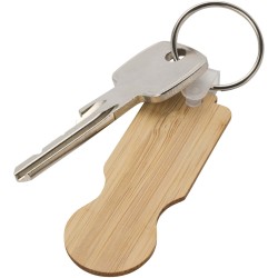 Porte-clés Ronan en bambou avec jeton pour chariotCouleur:Naturel