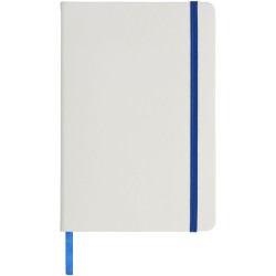 Carnet de notes blanc A5 Spectrum avec élastique de couleurCouleur:Blanc / bleu royal