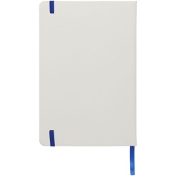 Carnet de notes blanc A5 Spectrum avec élastique de couleurCouleur:Blanc / bleu royal