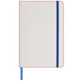 Carnet de notes blanc A5 Spectrum avec élastique de couleurCouleur:Blanc / bleu royal