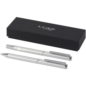 Ensemble-cadeau stylo bille et stylo roller Lucetto en aluminium recycléCouleur:Argent