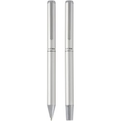 Ensemble-cadeau stylo bille et stylo roller Lucetto en aluminium recycléCouleur:Argent