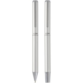 Ensemble-cadeau stylo bille et stylo roller Lucetto en aluminium recycléCouleur:Argent