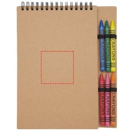 Carnet de notes à spirales Doodle A5 à couverture souple et set de crayons grasCouleur:Naturel