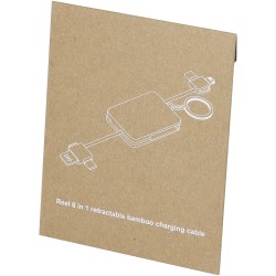 Câble de chargement Reel porte-clés en bambou rétractable 6-en-1Couleur:Naturel