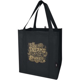Sac shopping Liberty non tissé recyclé GRS avec fond rigide de 29LCouleur:Noir