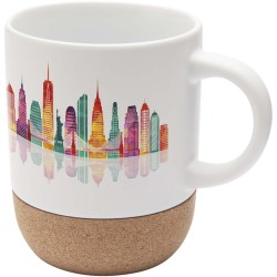 Mug Billie en céramique pour sublimation de 300 ml avec détails en liègeCouleur:Blanc