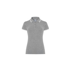 Polo femme piquéCouleur:GREY MELANGE/WHITE