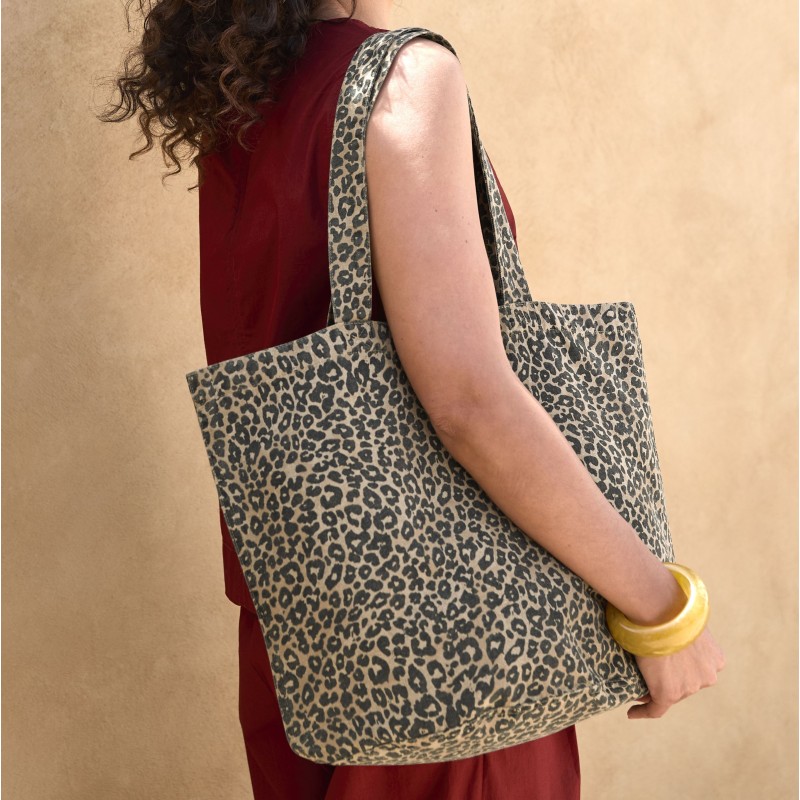 Sac shopping imprimé léopardCouleur:VINTAGE LEOPARD PRINT