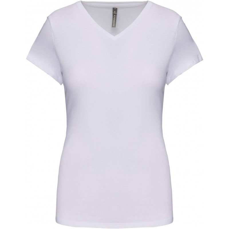 Tee Shirt Femme Col V Blanche Manches Courtes –