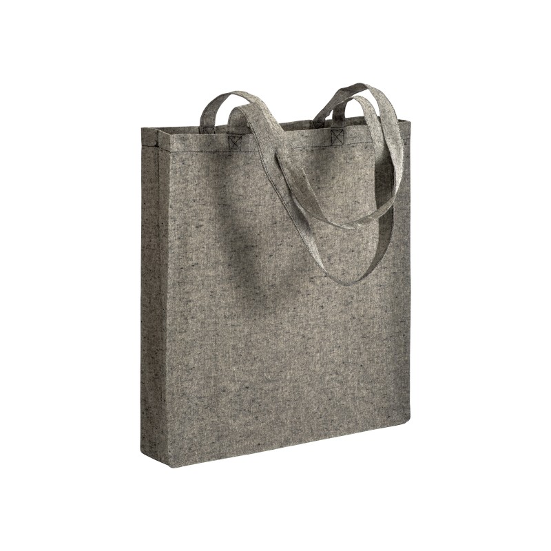 Shopper avec soufflet en coton recyclé 150 g/m  effet mélange, anses longues 