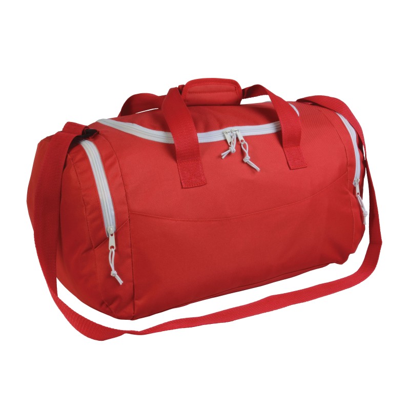 Sac de sport en polyester 600D avec poche porte-chaussures Rouge et blanc
