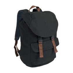 Sac à dos en polyester bicolore effet mélangé avec 2 poches. Dos rembourré 