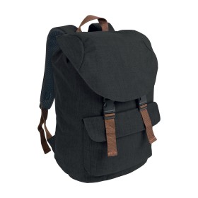 Sac à dos en polyester bicolore effet mélangé avec 2 poches. Dos rembourré 