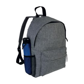 Sac à dos en polyester bicolore, effet mélangé avec 3 poches dont une latérale en filet 