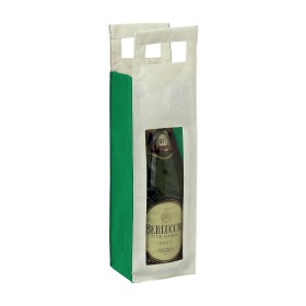 Sac porte-bouteille en TNT, avec fenetre en plastique transparente (1 bouteille) 