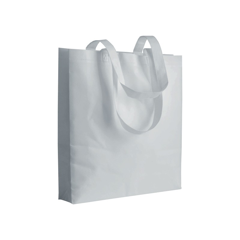 Shopper avec soufflet en TNT 80g/m2 thermosoudé, anses longues 