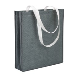 Sac shopper en TNT imprimé effet jeans avec anses longues et soufflet 