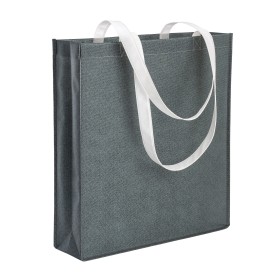 Sac shopper en TNT imprimé effet jeans avec anses longues et soufflet 