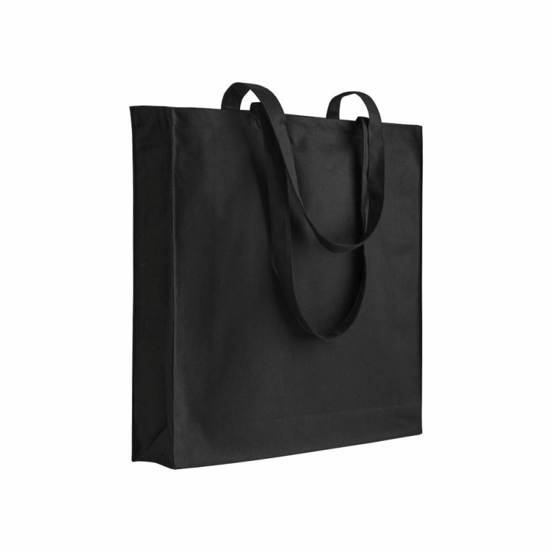Sac shopping en coton 180 g/m2 avec anses longues et soufflet 