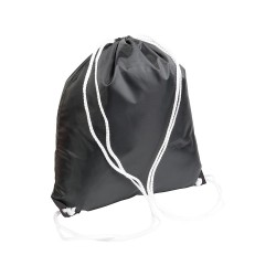 Sac à dos noir en polyester 210T, avec fermeture réglable à cordon, angles renforcés 