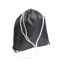 Sac à dos noir en polyester 210T, avec fermeture réglable à cordon, angles renforcés 