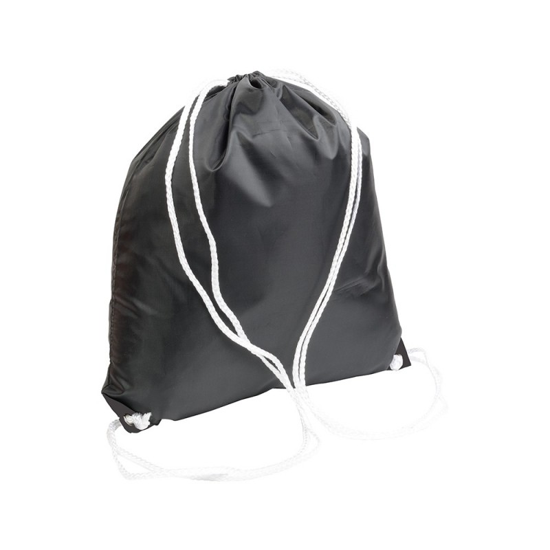 Sac à dos noir en polyester 210T, avec fermeture réglable à cordon, angles renforcés 