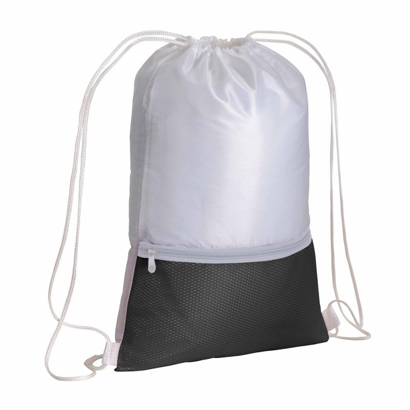 Sac à dos en polyester 210T avec poche zip et fermeture réglable à cordon 