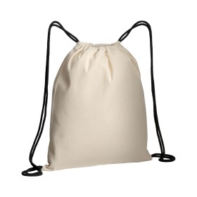 Sac à dos en coton naturel avec fermeture en cordon et cordons colorés 