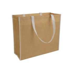 Sac shopper en TNT lamine avec anses longues colorées et soufflet 