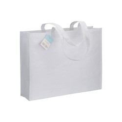 Shopper avec soufflet en R-PET (plastique recyclé). hanses longues 