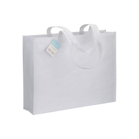 Shopper avec soufflet en R-PET (plastique recyclé). hanses longues 