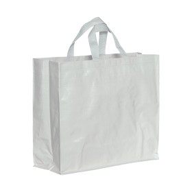 Shopper avec soufflet en PP laminé 120g/m2, anses courtes en ruban 