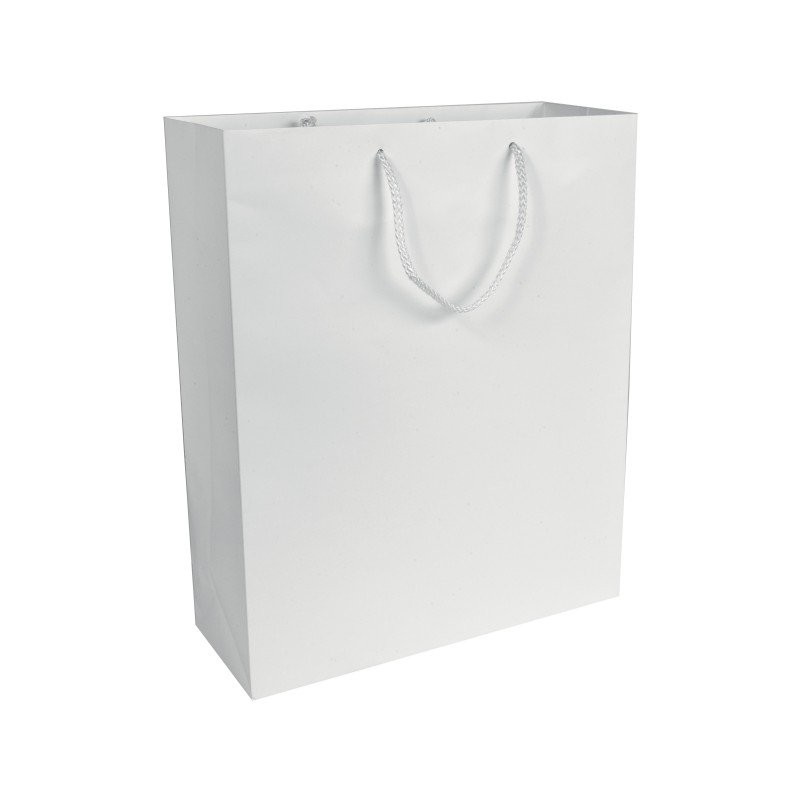Shopper avec soufflet en papier laminé opaque 157 g/m2 avec renforcement au fond 