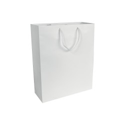 Shopper avec soufflet en papier laminé opaque 157 g/m2 avec renforcement au fond 