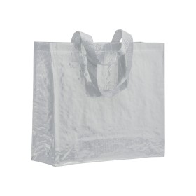 Shopper avec soufflet en PP laminé 120g/m2, anses longues en ruban 