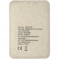 Batterie de secours Asama de 5 000 mAh en paille de blé 